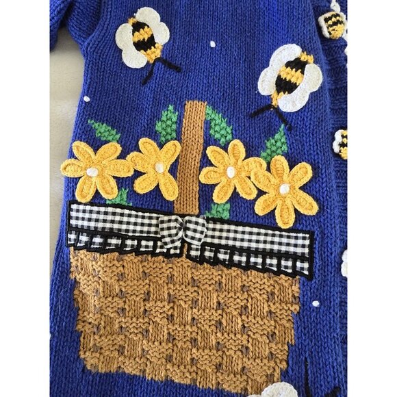 Longaberger Womens Vintage Cardigan Sweater Size Medium Rare Collectible Baskets - Picture 4 of 6